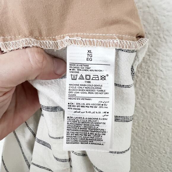 [Old Navy] Striped Navy White Linen Blend Extra High Rise Taylor Shorts Size XL - Picture 11 of 12